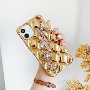 Gold soft case rhinestone for iPhone 15 Pro Max